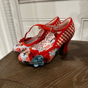 Floral Red and Blue Women's Heels